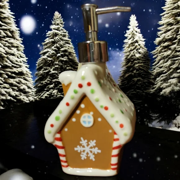 Hobby Lobby Painted Gloss Finish Ceramic Gingerbread House Soap Lotion Dispenser - Picture 3 of 6